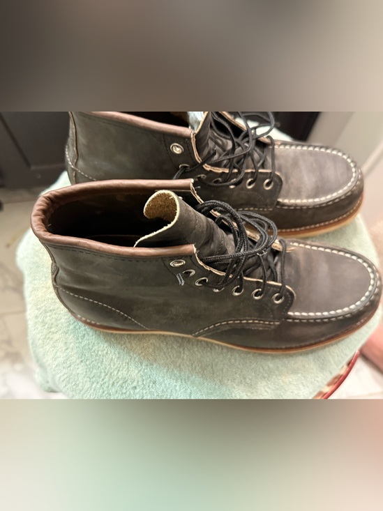 Men\'s Lace-Up Moc Toe Leather Work Boots - Dark Brown main image 11